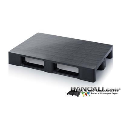 9P80x120CDyAP - EuroPallet  in Plastica 800x1200 mm a piano Liscio e Chiuso di media robustezza con 3 slitte SENZA Bordi Peso Tara Kg. 15 