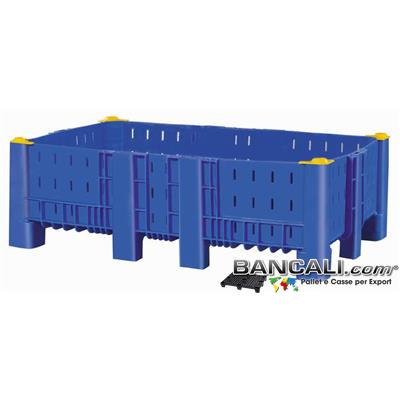 AB10x16h71DV5 - Agri Box Bins Lungo 1610 mm. Largo 1040 mm ad altezza ridotta  430 mm in Plastica Vergine 10 Piedi Igienico Forato Sovrapponibile Peso Tara 40 Kg.