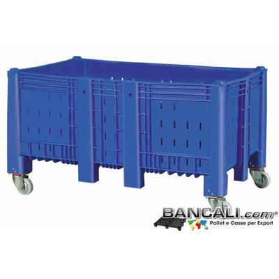 AB10x16h84DV7 - Agri Box Bins Lungo 1610 mm. Largo 1040 mm con 4 Route alto 840 mm in Plastica Vergine 10 Piedi Igienico Forato Peso Tara 60 Kg.