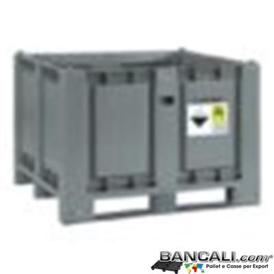  CargoPallet 1000x1200 h830 litri 700 in Plastica Omologato Trasporto Stoccaggio Batterie esauste ADR, P801, UN 2794, 2795, UN 2800, UN 3028 Peso Tara Kg. 40