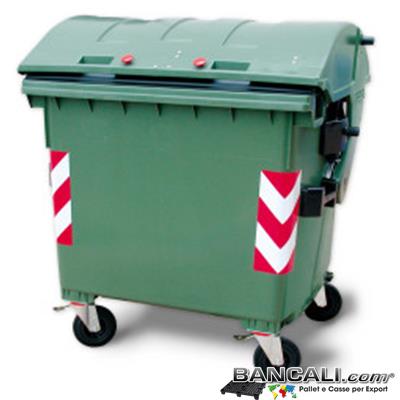 Bin1100LRuo4J - Cassonetto per Rifiuti 1100 Litri  in plastica di vari colori per la Raccolta Differenziata Altezza 1448 mm Larghezza 1065 mm Lunghezza 1370 mm con 4 Ruote in gomma piena  Peso Tara 65 Kg.