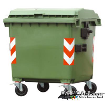 Bin1100LRuo4J - Cassonetto per Rifiuti 1100 Litri  in plastica di vari colori per la Raccolta Differenziata Altezza 1448 mm Larghezza 1065 mm Lunghezza 1370 mm con 4 Ruote in gomma piena  Peso Tara 65 Kg.