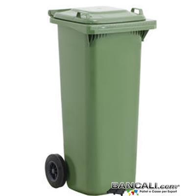 Bin140LRuoteJ - Cassonetto per Rifiuti 140 Litri in plastica di vari colori per la Raccolta Differenziata Altezza 1065 mm Larghezza 480 mm Lunghezza 550 mm con 2 Ruote in gomma piena Peso Tara 10 Kg