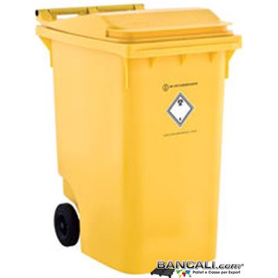 Bin360LRuoteJ - Cassonetto per Rifiuti 360 Litri in plastica di vari colori per la Raccolta Differenziata Altezza 1020 mm Larghezza 625 mm Lunghezza 860 mm con 2 Ruote in gomma piena Peso Tara 15 Kg