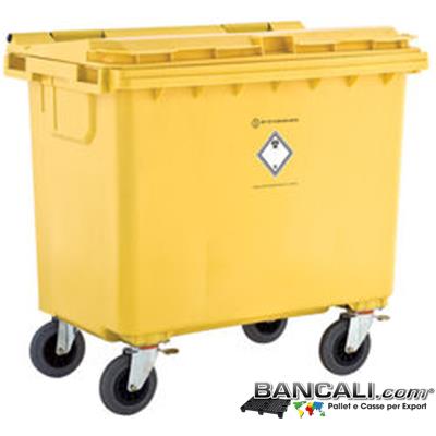 Bin660LRuoteJ - Cassonetto per Rifiuti 660 Litri  in plastica di vari colori per la Raccolta Differenziata Altezza 1185 mm Larghezza 775 mm Lunghezza 1370 mm con 4 Ruote in gomma piena  Peso Tara 35 Kg.