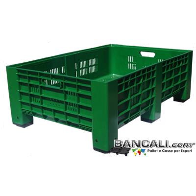 Box80x120h41F - AgriBox 800x1200 h 410 mm. Micro Bins in plastica Pareti Forate, Fondo Forato, Ventilato idoneo per l'agricoltura; Peso Tara 15 Kg. 