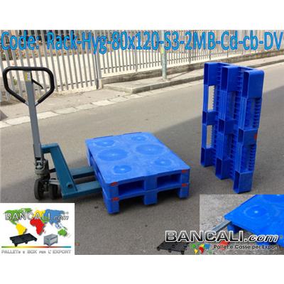 Pallet in Plastica Robusto 2000x2400 mm. in plastica Vergine, Fessurato Igienico, dotato di 3 Tubolari metallici nel pianale chiuso, idoneo a Portate rilevanti su Scaffale. Peso Tara 100 Kg.