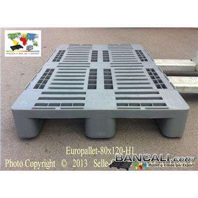 EuroP80x120H1 - EuroPallet H1 Igienico Haccp 800x1200 h.160 mm Plastiche Vergini per Alimenti Colore Grigio Strutturale con 3 Slitte idoneo Portata su Rack Peso Tara 18 Kg