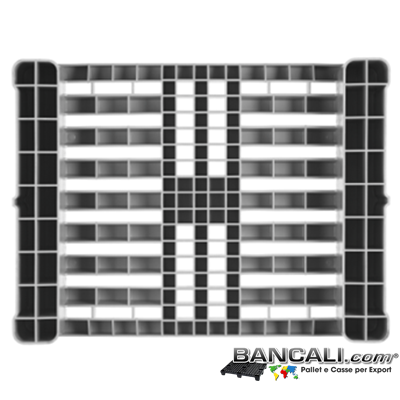 H2RACK60x80W2 - Mini Pallet in plastica 600x800 h 160 mm. in HDPE Vergine Pallet inforcabile 2 Vie idoneo per portata su scaffale e transito su rulliera ottimo per la logistica intensiva Peso Tara 9 Kg.