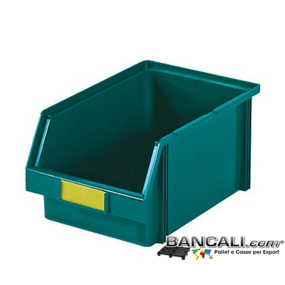 Lupo103x173xh74 - Contenitore in Plastica a bocca di lupo,103 X 173 h 74  mm. per il prelievo manuale del contenuto nei magazzini e nelle catene di montaggio. Componibili Autoportanti. Colori Disponibili, Gialla, Rossa, Blu. Peso Tara 0,095 Kg