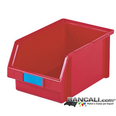 Lupo207x335xh150 - Contenitore in Plastica a bocca di lupo,207 x 335 h 150 mm. per il prelievo manuale del contenuto nei magazzini e nelle catene di montaggio. Multicomponibili autoportanti, Colori: Verde, Gialla, Rossa, Blu. Peso Tara 0,43 Kg