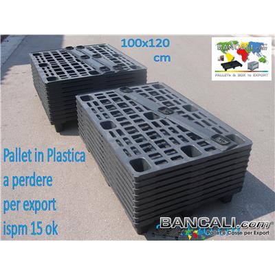 Pallet in plastica 1000x1200 mm leggero economico 9 piedi SENZA Bordi Peso Tara Kg. 7