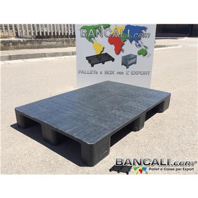 P80x120P9YCDAP  - EuroPallet  in Plastica 800x1200 h 150 mm. Piano Liscio e Chiuso di media robustezza con 9 Piedi  inforcabile 4 Vie Traspallet  idoneo per la Logistica.  SENZA Bordi Peso Tara Kg. 13