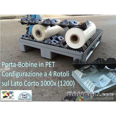 PB48-2D24T2YA - Porta Bobine igienico  in Plastica a 3 Culle per 3 Rotoli Diametro Ø max 240 mm. Lung. 730 mm = PET Peso Tara Gr. 300 