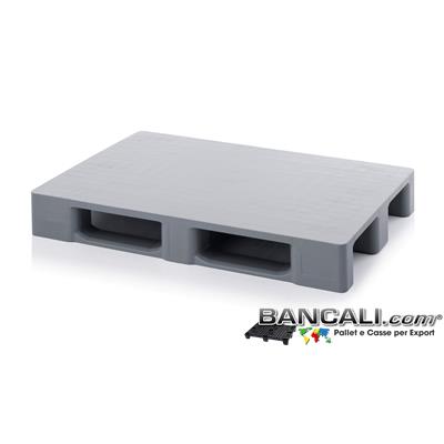 EuroPallet 1000x1200 h.150 mm in Plastica  Atossica per Alimenti a piano Liscio e Chiuso di media robustezza con 3 slitte, Colore Grigio Chiaro.  Peso Tara Kg. 17